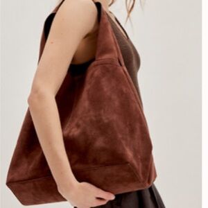 Free People Chocolate Vegan Suede Tote